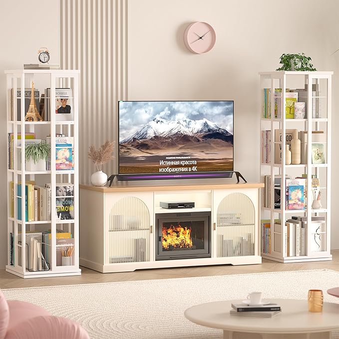 Aheaplus Rotating Bookshelf, 4-Tier Corner Bookshelf, 360 Display Wood Spinning - Image 8