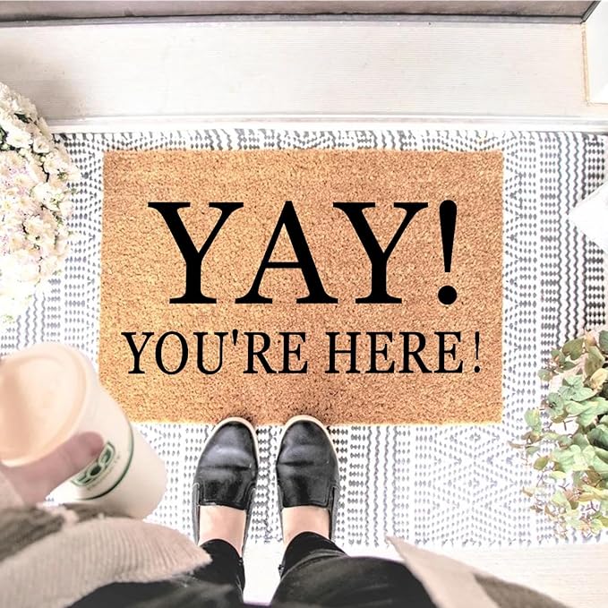 Yay You're Here Funny Coir Doormat - Image 2