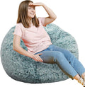Fluffy Bean Bag Chair, 3FT Round Memory Foam Filled Bean Bag by Unknown