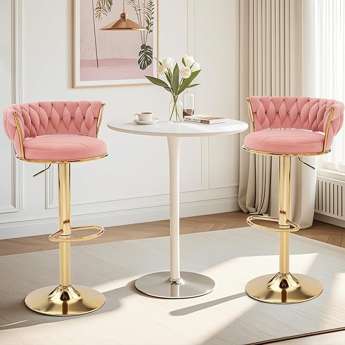 VECELO Bar Stools Set of 2, Adjustable Barstools Counter Height Stools - Image 2