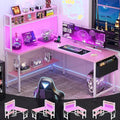 Aheaplus L Shaped Desk Gaming Desk, Reversible Home Office Desk Gamer Desks by Aheaplus