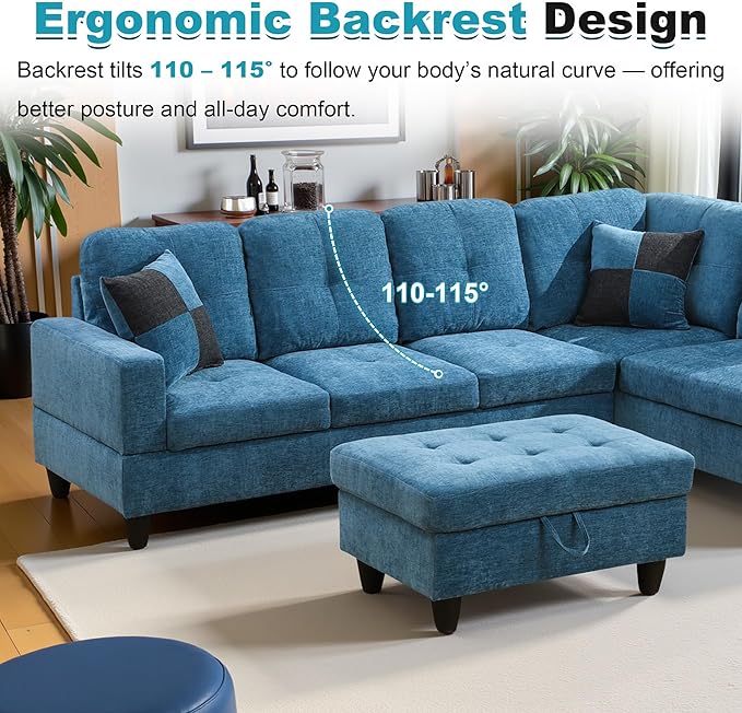 103.5" Oversized Sectional Couch, L Shaped Couch - Image 6