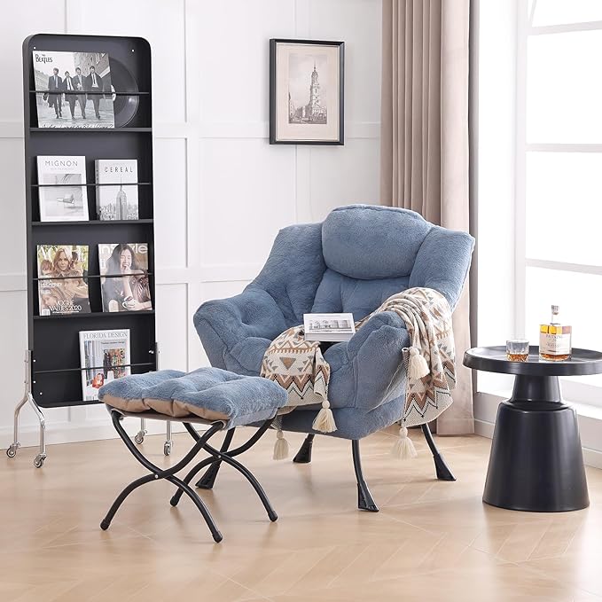 LITA Lazy Chair with Ottoman, Modern Accent Leisure Upholstered Sofa Chair - Image 2