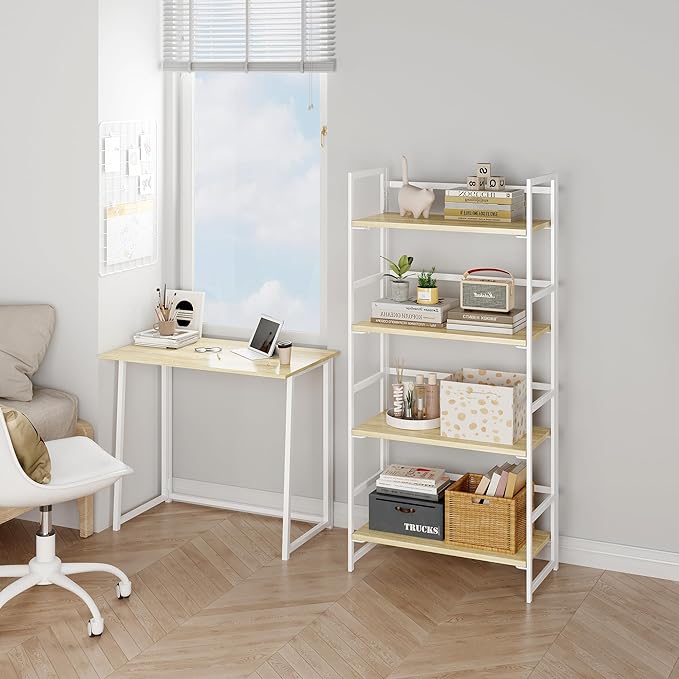 BHG Vintage Multifunctional Folding Bookshelf, No-Assembly Plant Stand Storage - Image 2