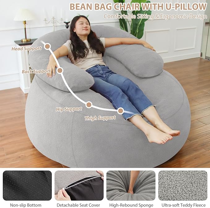 HABUTWAY Bean Bag Chair with U-Shaped Pillow - Image 3