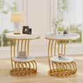 Tribesigns Gold Round End Table: 2 Tiers Side Table Set of 2 by Tribesigns