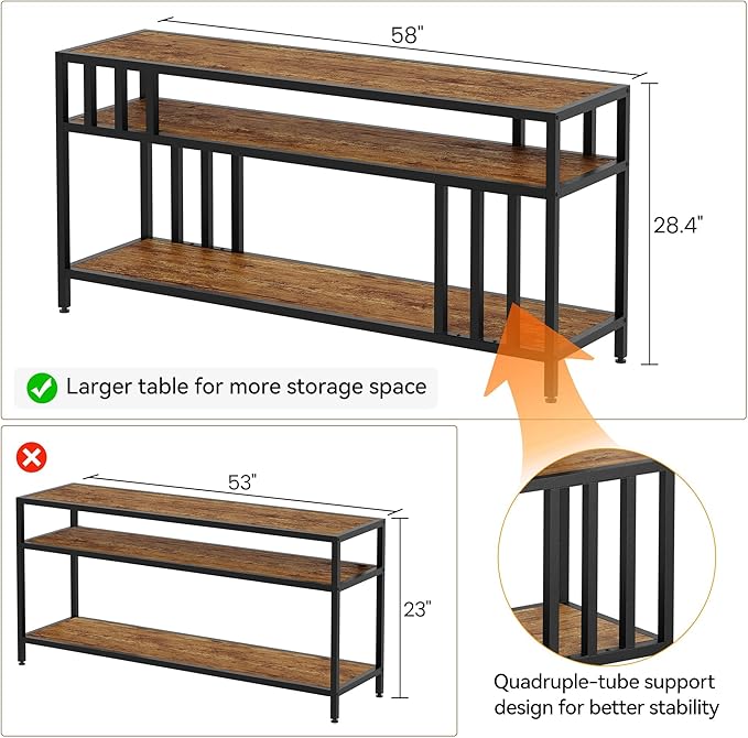 Garvee 58" TV Stand for Television up to 65 Inch, Entertainment Center - Image 7