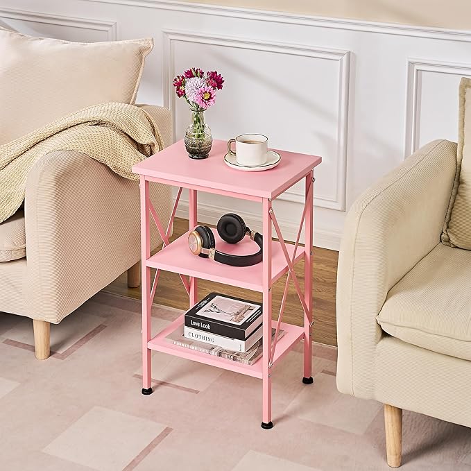 VECELO End Table, Bedside Table, X-Design Reinforced Nightstands, Side Table - Image 6