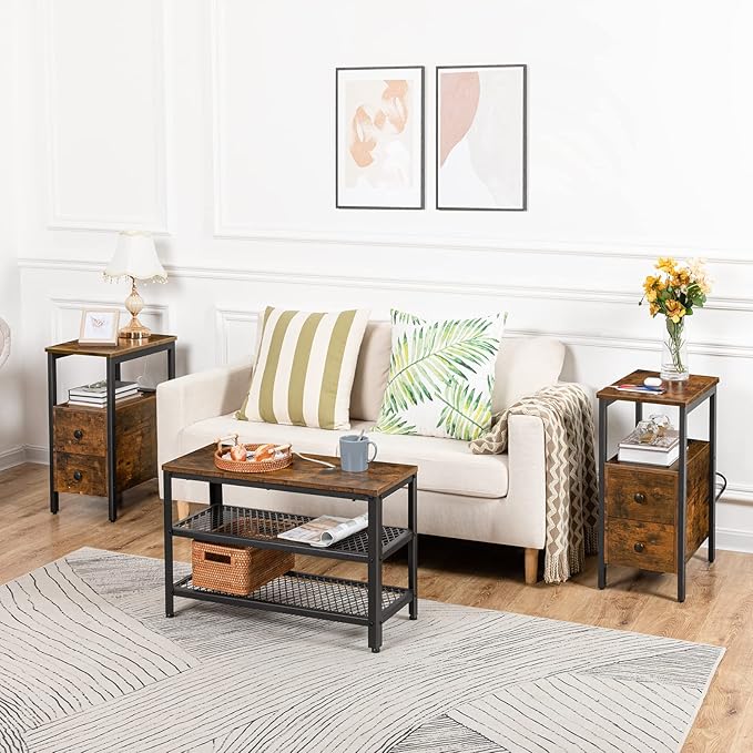 HOOBRO End Table with Charging Station, Narrow Side Table with 2 Drawer & Power - Image 8
