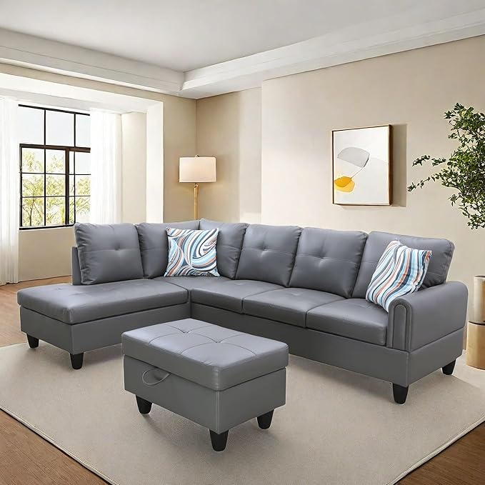 NAYSAYE Sectional Couch with Ottoman Storage, L Shaped Couch Sofa Furniture Sets - Image 3
