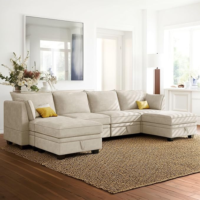 115.1 Inch Oversized U-Shape Sectional Sofa by Unknown