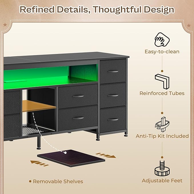 Huuger 63 Inch LED TV Stand Dresser - Image 8