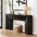 LITTLE TREE Console Table for Entryway, 63 Inches Extra Long Black Wooden Sofa by LITTLETREE
