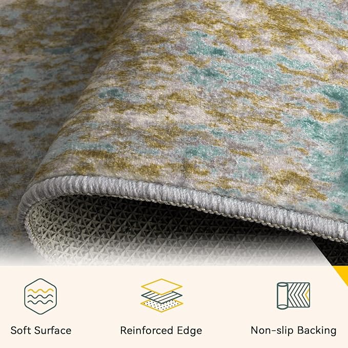 Washable Area Rugs 6'x9' Non-Slip Modern Abstract Soft - Image 3