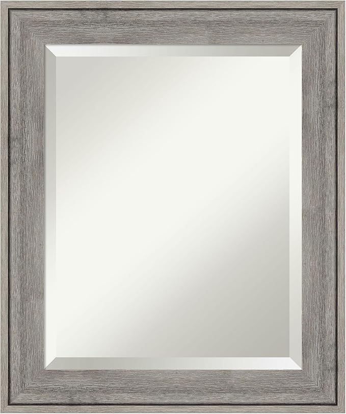 Amanti Art Grey Wall Mirror 25x21 Regis Barnwood Grey Rectangle Bathroom Mirror by AmantiArt