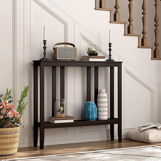 ELYKEN Console Tables for Entryway, 36.2" Long 2 Tier Hallway Table Behind Couch - Image 5