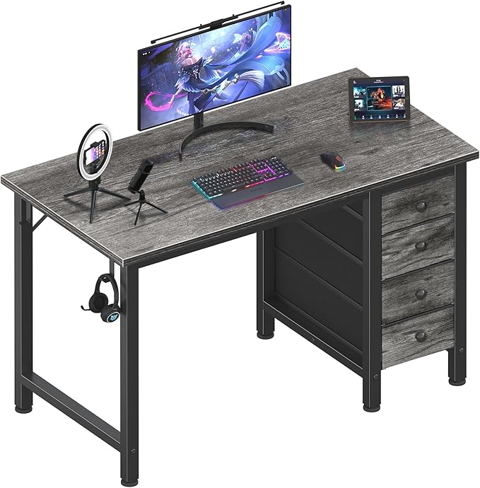 Lufeiya Small Gaming Desk with 4 Fabric Drawers, 40 Inch Kids Girls Teen Cute by LUFEIYA