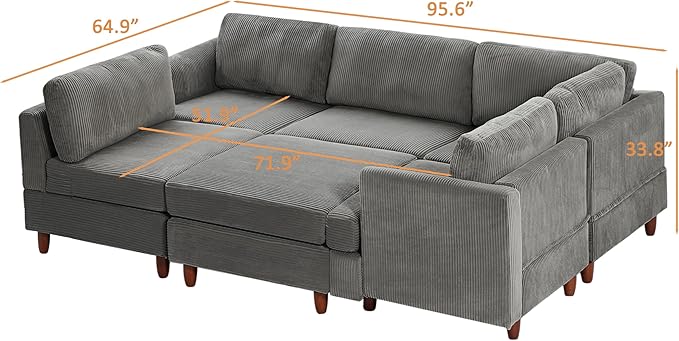 127.5" L/U-Shaped Sectional Couch - Image 5