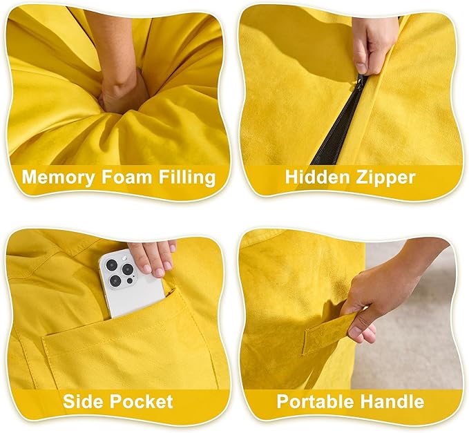 Hobestluk 3FT Bean Bag Chair Giant Bean Bag Chairs - Image 6