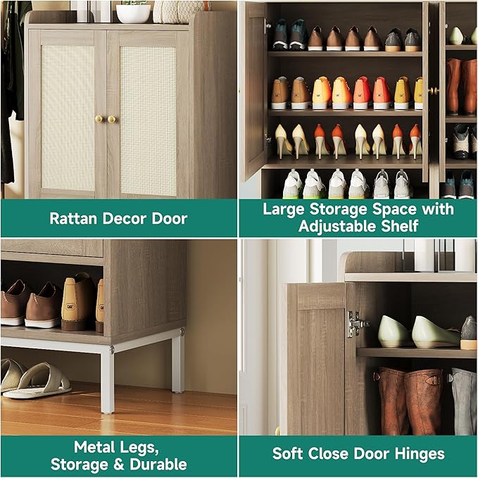 Rattan Shoe Cabinet Storage for Entryway, Shoe Cabinet - Image 9