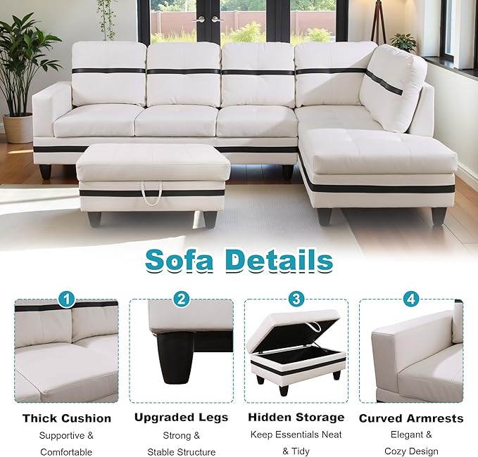 103.5" Oversized Sectional Couch, L Shaped Couch - Image 4