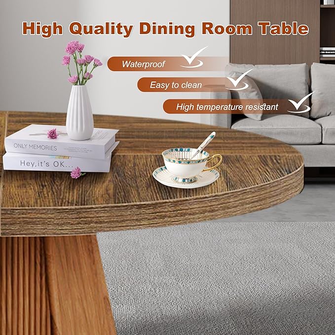 Round Dining Table for 4, 47 Inch Dinner Table Square Farmhouse Kitchen Tables - Image 6