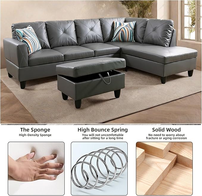L Shaped Sectional Couches, Leather Modular Sectional Sofa - Image 5