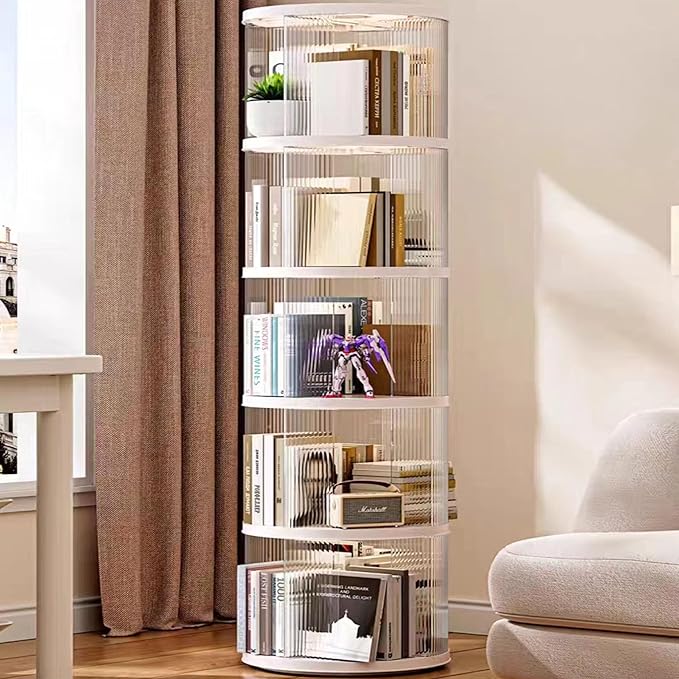 Rotating Bookshelf Tower, 360° Rotating Bookshelf, 66 inch High Small Space - Image 4