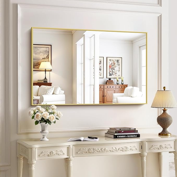 KOCUUY 30x48 Inch Large Gold Wall Mounted Mirror, Aluminum Framed Decorative - Image 3