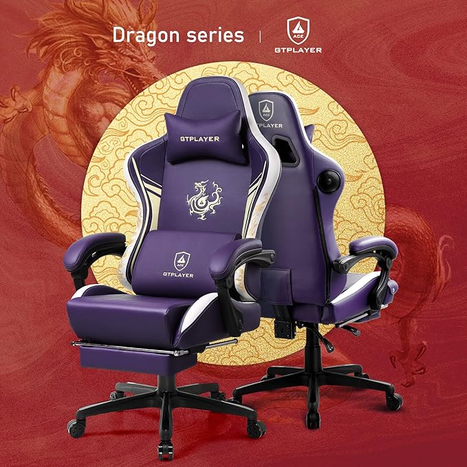 GTPLAYER Gaming Chair with Bluetooth Speakers and Footrest, Dragon Series Video - Image 4