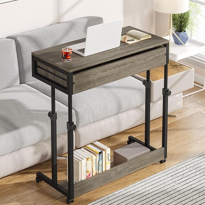 Tribesigns Portable Desk with Drawers, Mobile Laptop Desks with Wheels - Image 3