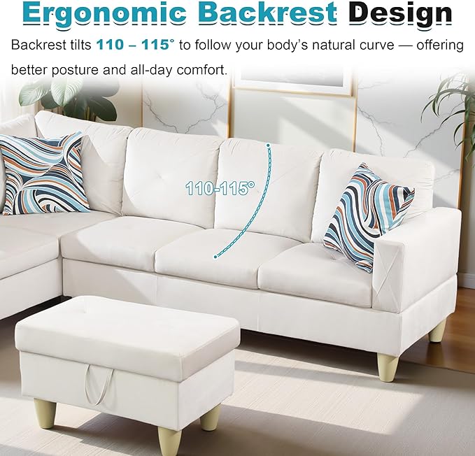 97" Oversized Sectional Couch, L Shaped Couch - Image 6