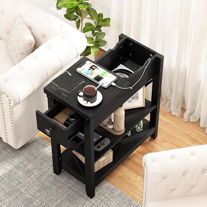 Narrow End Table with Charging Station - Image 6