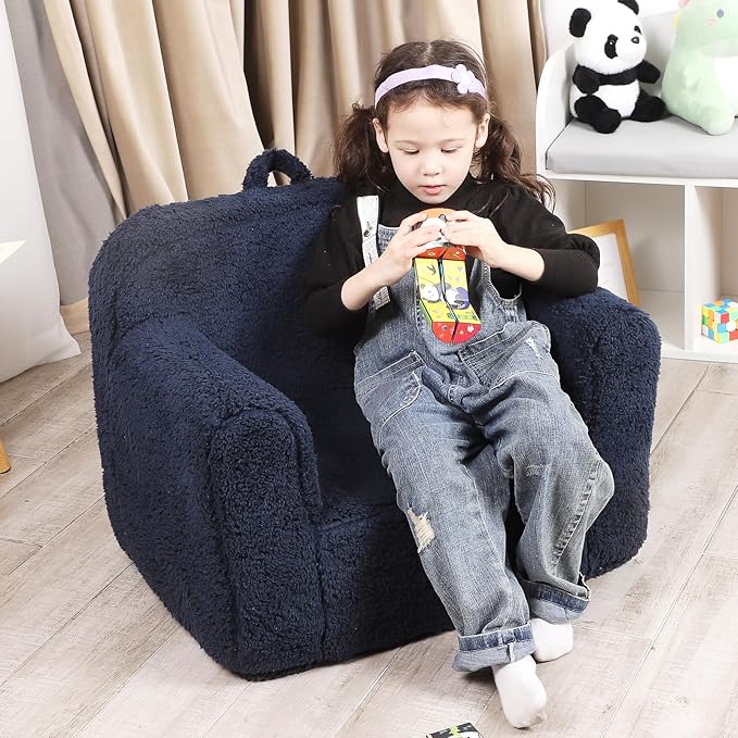 Kids Snuggly-Soft Sherpa Chair, Cuddly Toddler Foam Chair - Image 3