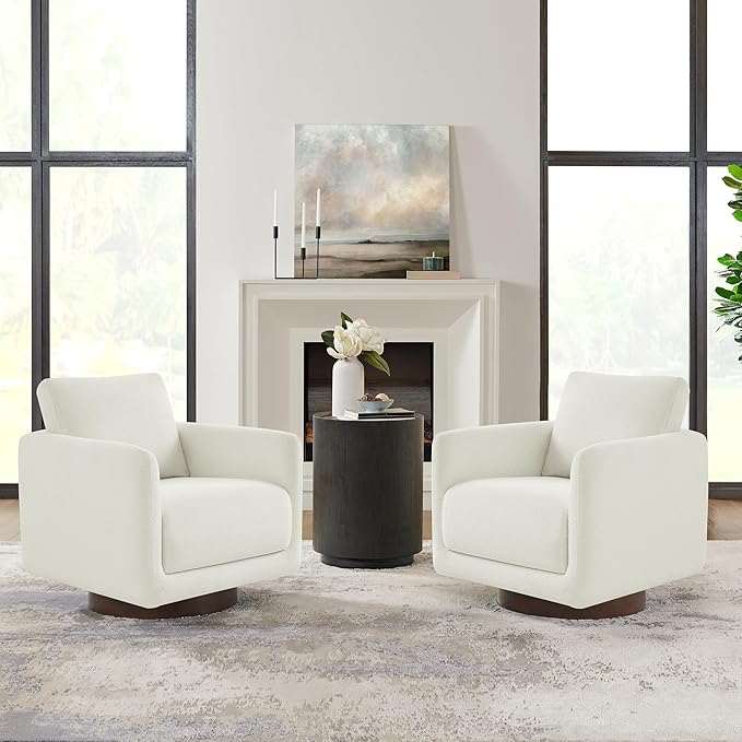 Modern Swivel Accent Chair, 360° Rotating Round Barrel Armchair - Image 2