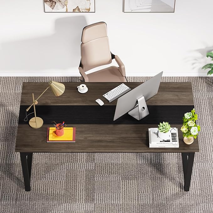 LITTLE TREE 63 Inch Large Executive Office Desk, Simple Computer Workstation - Image 6