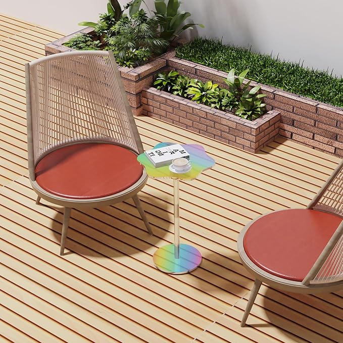 Clear Side Table Rainbow Small Acrylic End Tables 13.8 * 11.6 H: 21.3 Inch - Image 4