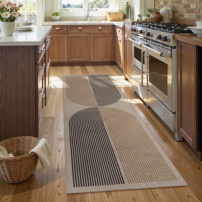 Lahome Modern Rainbow Easy Jute Rug, 2x6 Kitchen Runner Washable Rug Runners - Image 2