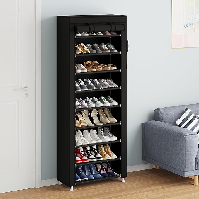 Calmootey 9 Tier Shoe Rack Organizer, Portable Shoe Shelf - Image 8