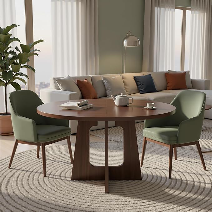 47" Round Dining Table for 4-6, Modern Small Dinner Table Farmhouse Round by LynginsCreativeLife