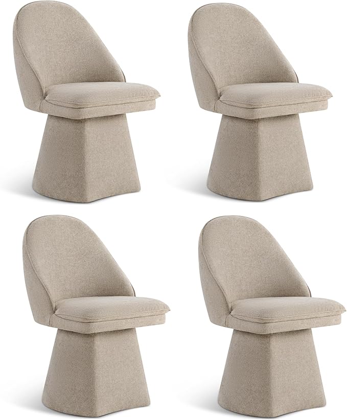 Swivel Dining Chairs Modern Desk Chair Upholstered Linen Fabric Side Chair by Kislot