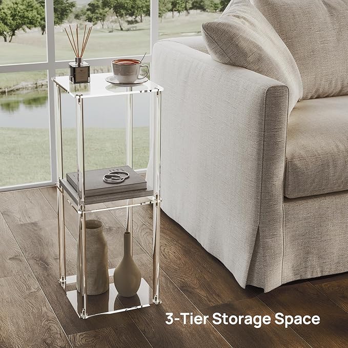 HMYHUM Acrylic Drink Table for Small Spaces, Easy Assembly - Image 5