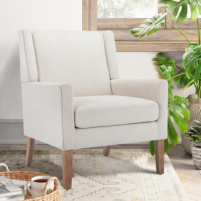 COLAMY Modern Wingback Living Room Chair Set of 2, Upholstered Fabric Accent - Image 3