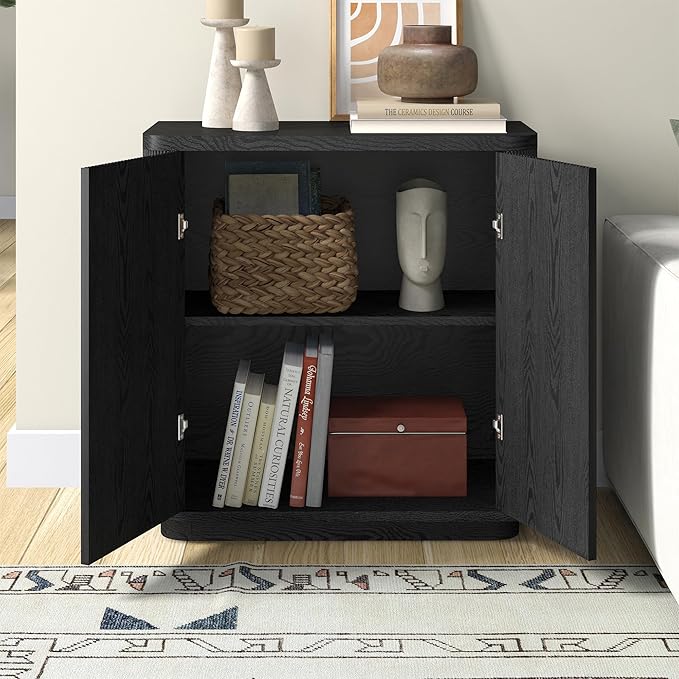 Henn&Hart 32" Wide Rectangular Accent Cabinet in Natural Black, - Image 6