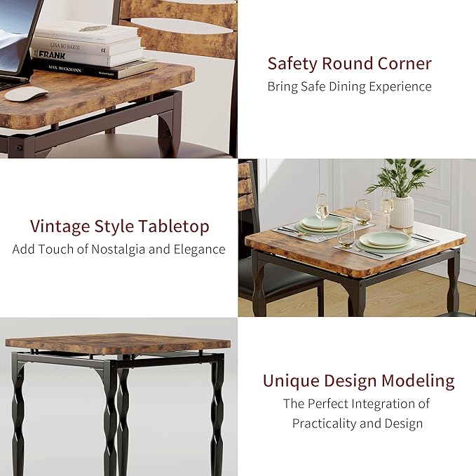 GarveeHome Dining Table Set for 2, Dining Table and Chairs Set of 2, 3 Piece - Image 4