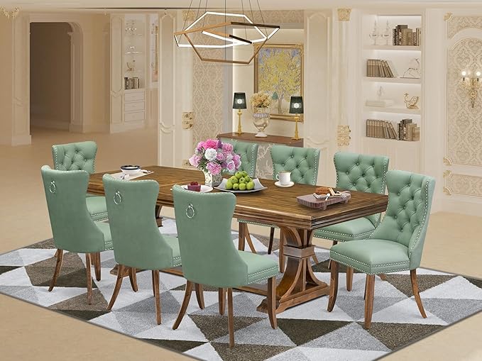 NEDA9-AWA-22 9-Piece Modern Dining Table Set Consists of a Kitchen Table and 8 by LuxebyEastWestFurniture