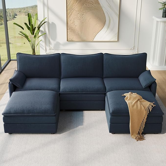 Vesgantti 108" U Shaped Sectional Couch, Comfy Cloud Modular Sectional Sofa by Vesgantti