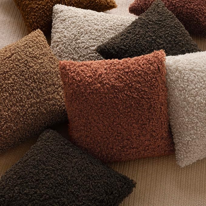Foindtower 2 Pieces 20x20 Inch Dark Brown, Faux Fur Throw Pillow Cover Accent - Image 7