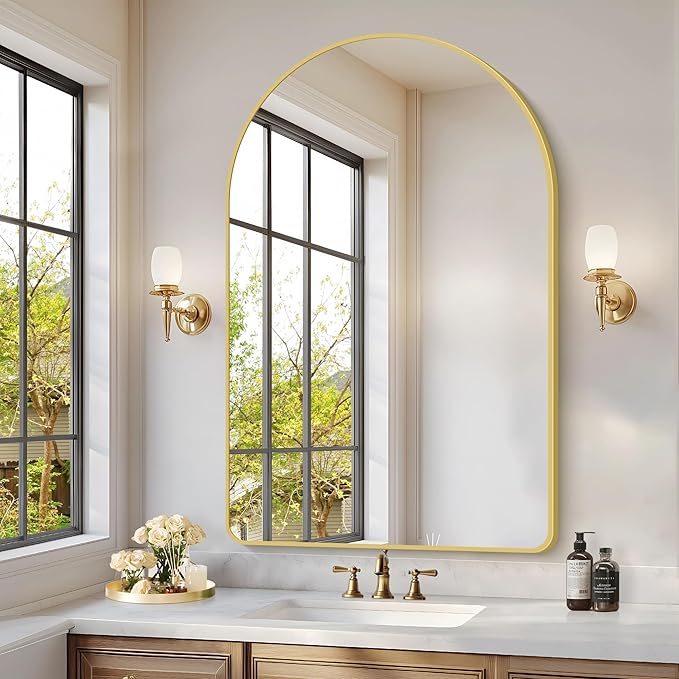 Arched Bathroom Mirror, Wall Mounted Mirror, Living Room, Vertically Hanging by GLASHOM