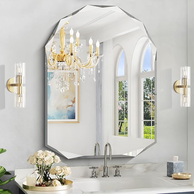 KOCUUY 30"x40" Frameless Mirror, Arched Shape by KOCUUY